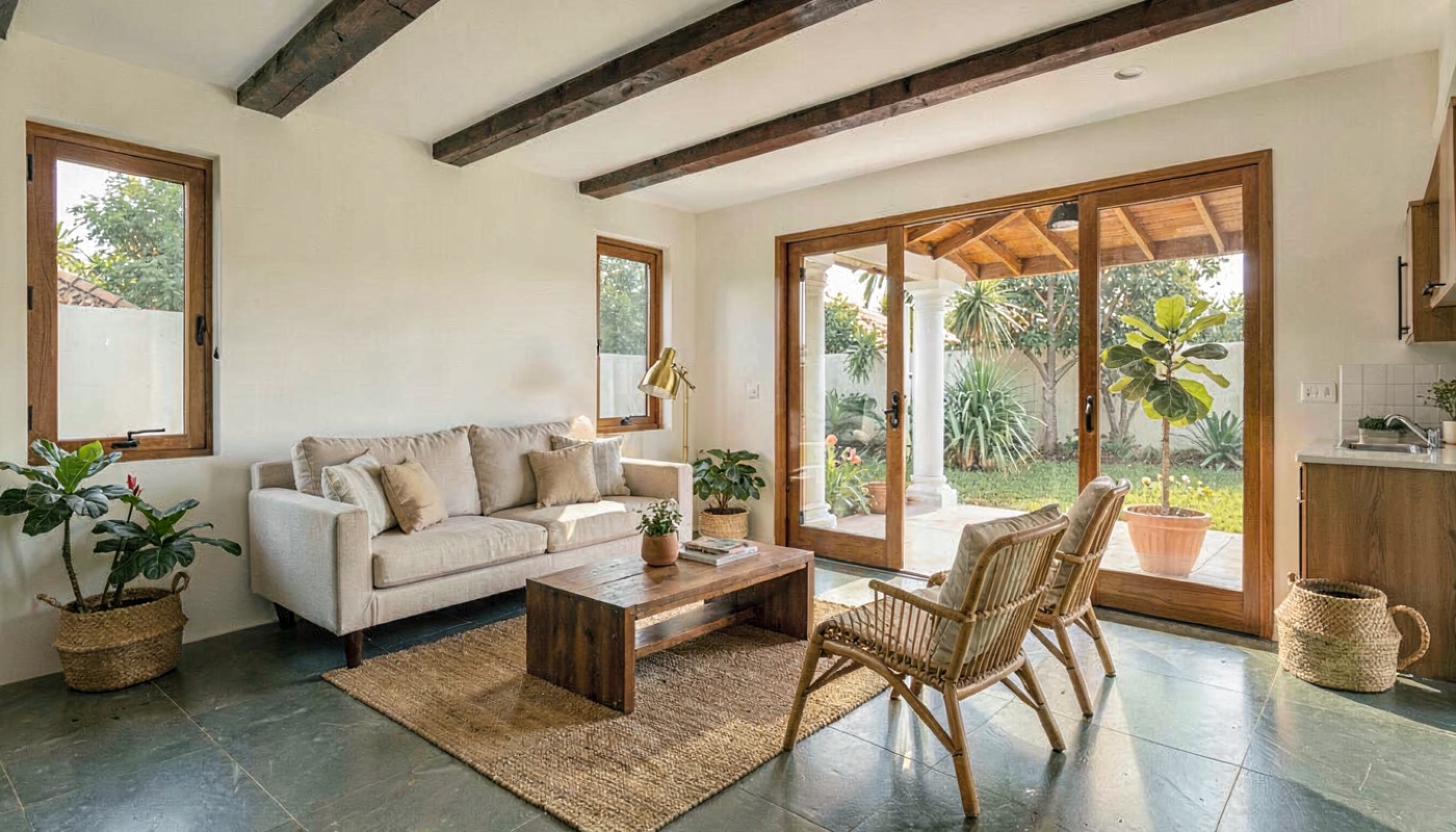 Living room opening onto the front verandah